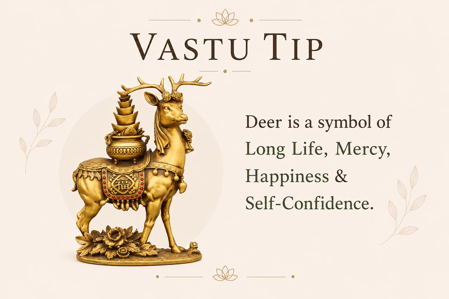 Golden deer statue symbol of long life and happiness