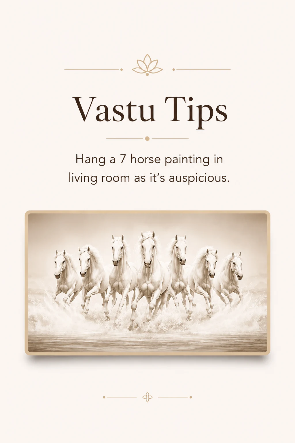 Seven running white horses painting in living room