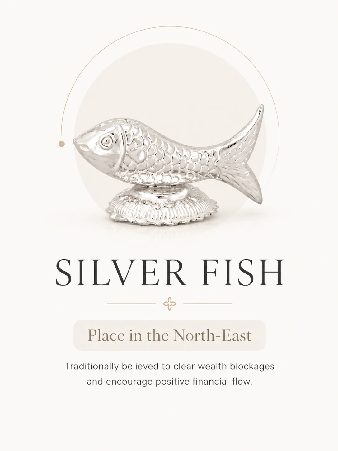 Silver fish figurine placed in the North-East
