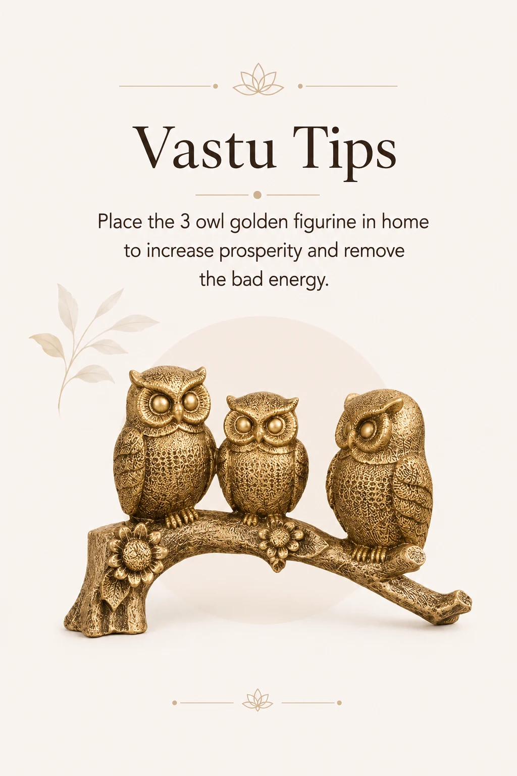 Three golden owls figurine for prosperity